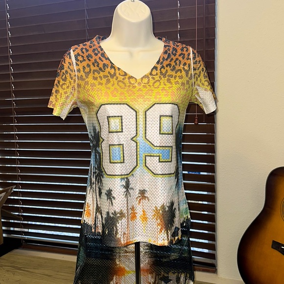 California Print Hallowed Jersey T Shirt - Picture 1 of 3